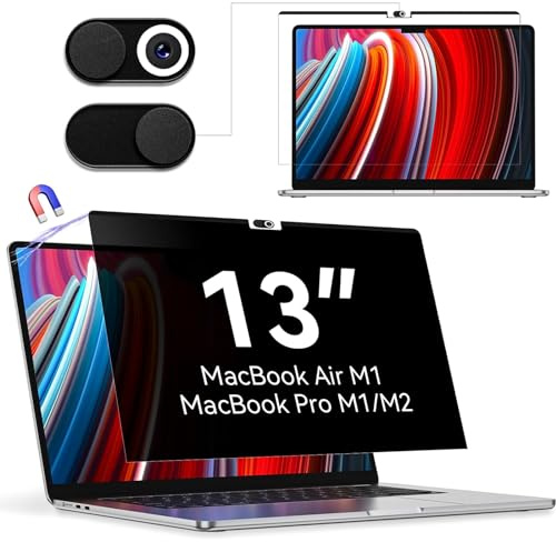 Filtro de privacidad magnético Compatible con MacBook Air 13 (2018-2021, M1) y MacBook Pro 13 (2016-2022, M1, M2),13,3 Anti Spy Glare Luz Azul para Mac Laptop Privacy Portátil Pantalla Protector