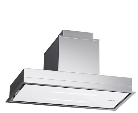 Klarstein hotte aspirante, extraction avec filtre en aluminium compatible lave-vaisselle, évacuation d'air silencieuse, débit d'air de 410 m³/h, hottes murales efficaces avec LED & commandes tactiles