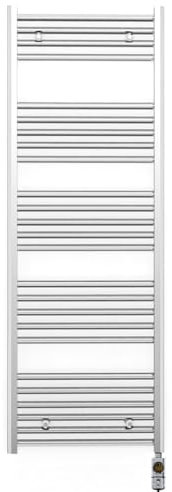 550mm Wide Chrome Electric Bathroom Towel Rail Radiator Heater With AF Thermostatic Electric Element UK Pre-Filled (550 x 1400 mm)