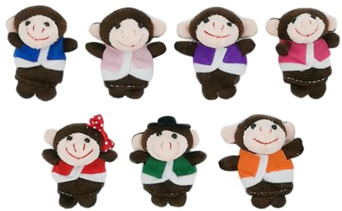 Simpatico pupazzo a, pupazzo da, animale, 7 pezzi, statuette di peluche, giocattoli – marionette di scimmia, set di marionette con dita, per imparare l'ora del