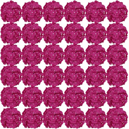 FagusHome 35 st huvuden hortensia blomma 18 cm konstgjorda blommor med stjälkar falska hortensior blommor för dekoration (Deep Rose)