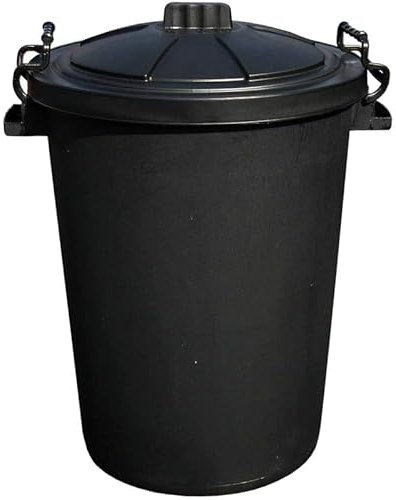 Neat. Garden Bin 50L – Heavy Duty Plastic Dustbin with Clip Lock Lid, Bright Coloured Indoor & Outdoor Rubbish Bin, 50L Litre Waste Container, Versatile Trash Can for Home, Black, Pack of 1