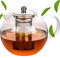 CRYSTALIA Teiera in vetro borosilicato trasparente di alta qualità con infusore, 1500 ml, 100% senza piombo, resistente al calore, infusore per tè sfuso, teiera alle erbe, bollitore per tè alla salvia