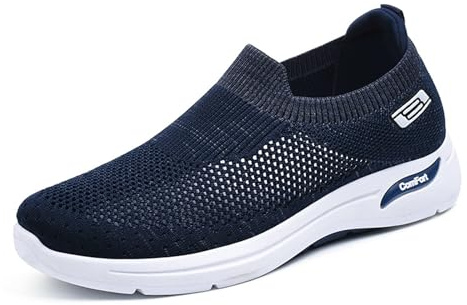 Uonpie Scarpe Casual Leggere da Uomo Slip on Walking Trainers da Uomo, Blu, 40EU