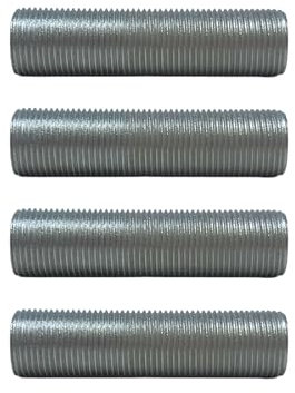 HALOTEC | Lot de 4 tubes filetés M10x1 galvanisés pour lampe | Tube métallique de 50 mm pour douille et tige de lampe | Accessoires de montage éclairage