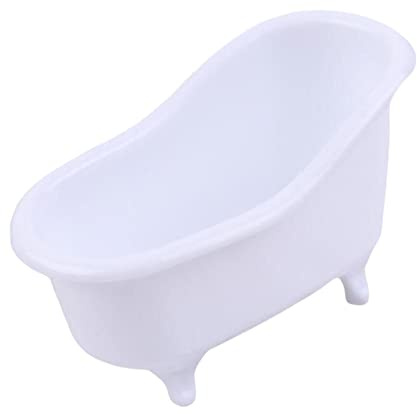 Portasapone per vasca da bagno, stile vintage, per doccia, accessori da bagno, da tavolo, bianco, 12 x 7 x 5,5 cm