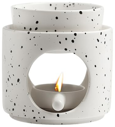 Bcuuozeeing Keramisk doftlampa med värmeljushållare, doftlampa värmeljus, doftlampa för eteriska oljor, aromlampa med ljussked, rökelsestövlar, doftlampa för doftvax och doftolja