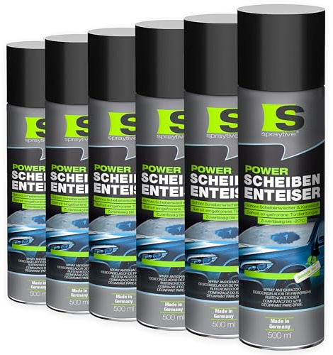 Spraytive Power Lot de 6 dégivrants pour vitres de voiture et serrures de 500 ml – Le dégivreur agit en quelques secondes jusqu'à -20 °C – N'abîme pas les matériaux – retarde la formation de la glace