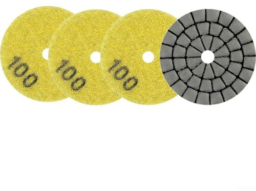 Schleifscheiben zum Nass- und Trockenpolieren von Granit, Marmor und Steinfliesen, Schmirgelharz, 4 Stück, Körnung 100, 4 Stück