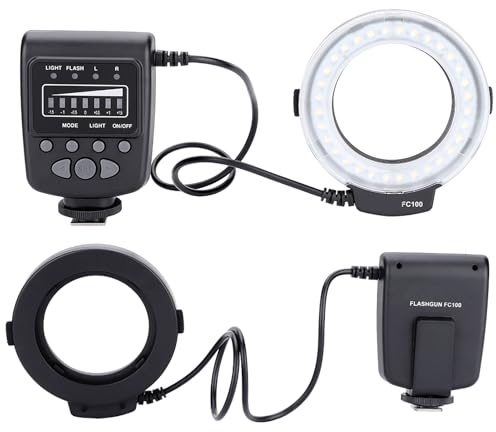 OEBUAFI FC-100 Bärbar Universal LED-ringblixt Videokamera Fyllningsljussats för/DSLR-kameror med 7 Ljusstyrkalägen