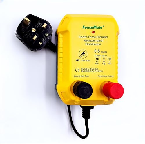 FenceMate 230V Output 0.5 Joule 2 Km Range Mains Powered Electric Fence Energiser to Protect Pet and Poultry, Keep Rodent & Nuisance Animals Out, Used in Homestead, Garden, Pond