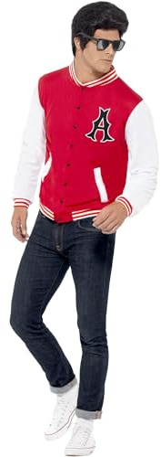 Smiffys 50s College Jock Letterman Jacket, Red, M - US Size 38-40