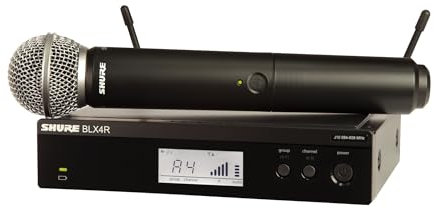 Shure BLX24R/SM58 Wireless Microphone System - 14-Hour Battery Life, 300 ft Range, UHF | SM58 Handheld Vocal Mic, Single Channel Rack Mount Receiver | H10 Band (BLX24R/SM58-H10)