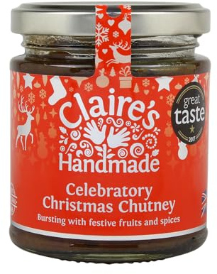 Claire's Handmade - Celebratory Christmas Chutney (200g) - Delicious Apricots, Dates, Prunes and Heart-warming Spices, Cheese Board Treat, Suitable for Vegetarian, Vegan & Gluten Free Diets, GMO Free
