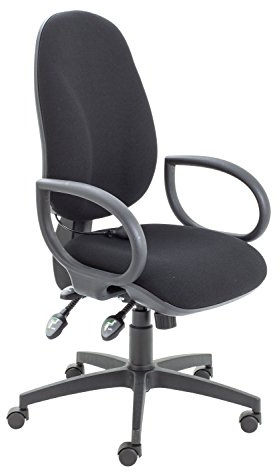 Office Hippo Physio Approved Desk Chair, Ergonomic Home & Office Chair With Adjustable Seat, Back & Lumbar Pump For Comfort & Support, Computer Chair With Fixed Arms - Black