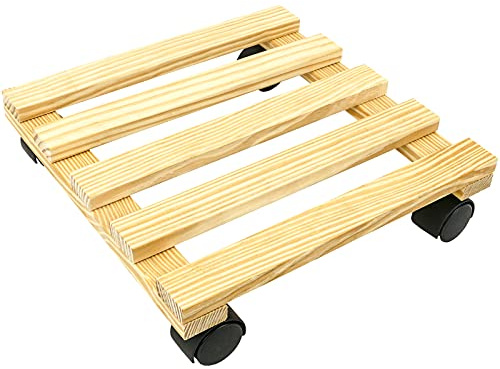 PrimeMatik - Piattaforma Quadrata in Legno. Carrello con Ruote 30 cm