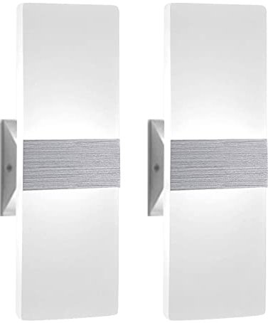 ChangM 2 Pezzi LED Lampada da Parete Interno 12W Bianco Freddo, Moderno Applique da Parete Interni, Lampada a Muro in Acrilico Perfetto per Soggiorno Corridoio Bagno Le Scale Luce Notturna
