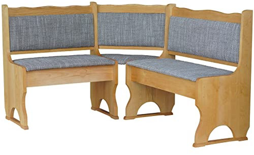 k koma Imbottitura Panca angolare in legno di pino, colore Alder con imbottitura, in legno massiccio – colore beige (200 x 200)