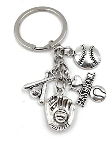 Onwomania - Baseball Schläger Ball Handschuh - Metall Schlüsselanhänger, ideal als Geschenk z.B. für den besten Freund, die beste Freundin, Mama - Für Männer, Frauen & Kinder