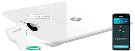 Cecotec Báscula de baño Surface Precision 9750 Smart Healthy. Función Bioimpedancia, Conectividad Bluetooth, 10 Parámetros, Superficie de vidrio templado