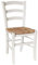 Silla de comedor de madera Venecia blanca con asiento de paja de arroz