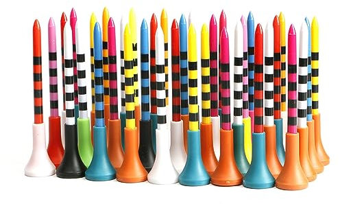 Kunststoff-Golf-Tees, 50 PCS Golf Tees Kunststoff 83mm (3-1/4) 70mm (2 3/4) Golftee Lang Plastik gemischte Farbe