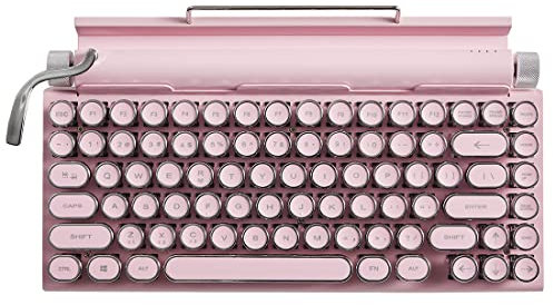 MLYYYDSS Typisierbar Vollmetallkörper Schreibmaschine - Flexible Tasten Klare Handschrift - Literarische Retro-Sammlung Geschenk,Pink