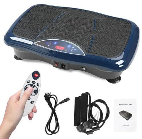 Plataforma vibratoria para entrenamiento de cuerpo entero, 5 programas de entrenamiento, plataforma de vibración con mando a distancia, bandas de entrenamiento, para entrenamiento de cuerpo entero