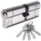 Euro Cylinder Door Lock Chrome - BSI TS007 Sold Secure Gold Anti-Snap - Includes 5 Keys 35/35