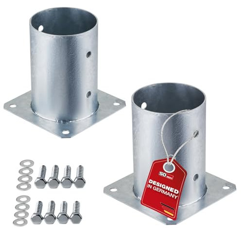 SOTECH SET de 2 ancrages à visser rond Ø 100 mm, 152 mm de hauteur, acier galvanisé à chaud, douille de sol pour bois rond - optimal pour l'utilisation en extérieur