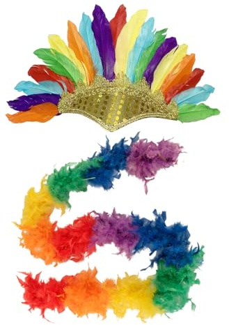 HDGSAFD 1 Gioielli di Piume E 1 Fascia per Piume, Oggetti di Scena, Accessori per Il Costume da Festa, Accessori alla Moda E Personalizzati.