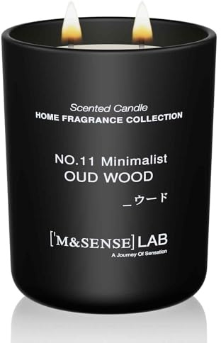 M&SENSE Duftkerzen im Glas Oud-Holz - Natursojawax Kerze 470g 110h Brenndauer, Geschenk für Frauen und Männer, Einfaches Design, Aromatherapie für Zuhause, Bad, Yoga Entspannung, Natural Soy Candle