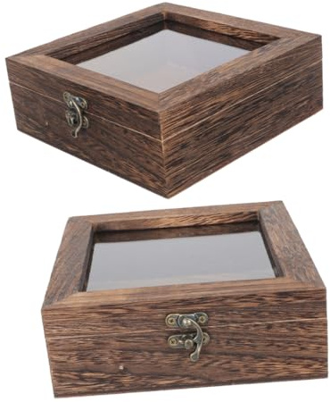 LIGIGWASH Caja de Exhibición para Colecciones de Mariposas Vintage de Madera con Tapa Transparente, Almacenamiento Antipolvo para Decoración y Uso Educativo, Paquete de 2 Piezas