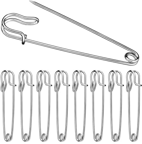 BUOKKON 30Pcs 2 Large Safety Pins, Silvery Heavy Duty Safety Pins | Assorted Stainless Steel Safety Pin for Blankets, Jewelry Making, Clothes, Leather Canvas,Nappy Pins