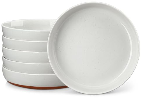 MALACASA Pasta Bowls Set of 6, Large Pasta Bowls, Bowls Set, Soup Bowls, Ceramic Soup Bowls, 48 OZ, 9 inch, Microwave and Dishwasher Safe, Grey, Serie Tara