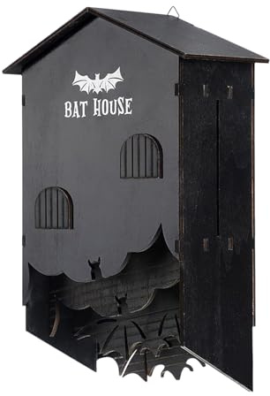 Bat Box - Wooden Bat Nest Habitat - Three Chamber Wall Mount Shelter Houses Box for Outside Tree Garden Backyards Halloween