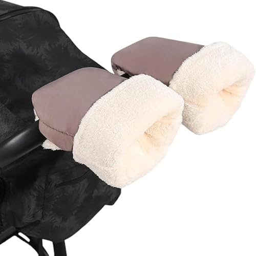 Kinderwagen-Handwärmer | Dicke, bequeme und winddichte Handschuhe | Extra dicke, warme Ärmel for Kinderwagen im Winter, auf Reisen, an Griffen und bei kaltem Wetter(White)