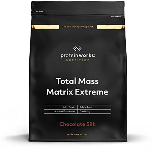 The Protein Works - Total Mass Extreme Gainer Musculation – Avec Shaker et Cuillère Doseuse Gratuite – Plus de 1000 Calories Par Portion – Chocolat Onctueux, 2kg