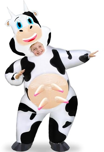 Camlinbo Kids Inflatable Halloween Costume Blow Up Cow Full Body Siut for Halloween Funny Theme Cosplay Party