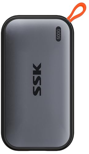 SSK Portable SSD 500GB External Solid State Drives, up to 1050MB/s USB C SSD External Hard Drive USB 3.2 Gen2 for iPhone 15/Pro, Windows, Mac, Android Phones and Tablets