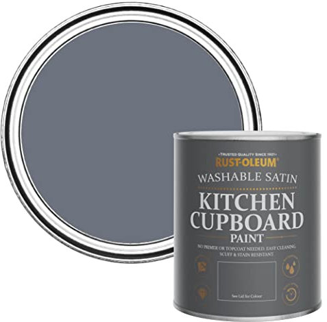 Rust-Oleum Dark Grey Scrubbable Kitchen Cupboard Paint in Satin Finish - Marine Grey 750ml