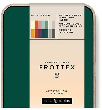schlafgut Frottex Spannbettlaken 180x200cm bis 200x200cm – Green Deep - 75% Baumwolle, 25% Polyester, Oeko-TEX Zertifiziert - Matratzenhöhe bis 25 cm