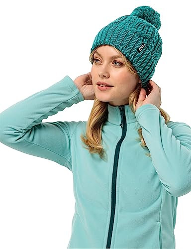 Jack Wolfskin Gorro con pompón Boina, Azul petróleo, Talla única Unisex Adulto