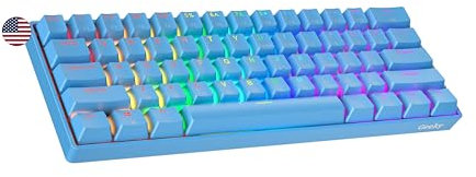 Geeky GK61 SE 60% | Mechanical Gaming Keyboard | 61 Keys Multi Color RGB LED Backlit for PC/Mac Gamer | ANSI US American Layout (Blue, Mechanical Red)