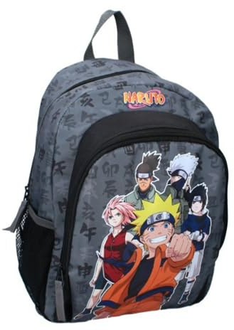 mybagstory - Sac à dos - Naruto - Gris - Enfant - Ecole - Primaire - Maternelle - Garderie - Cartable - garçon - Taille 35 cm - Bretelles réglables - Idée Cadeau