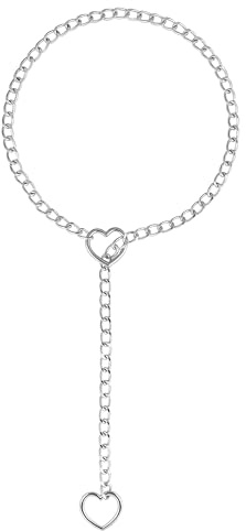 Manfnee Collier Réglable en Y Chaîne de l'anneau du Cœur Collier d'enfilage pour les Femmes Punk Gothic