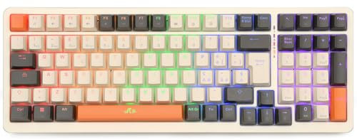 Rii Gaming RK909 - Tastiera meccanica silenziosa con tripla connessione (Wireless + Bluetooth + USB), batteria ricaricabile, retroilluminazione RGB, anti-ghosting, tasti smontabili, cover magnetica