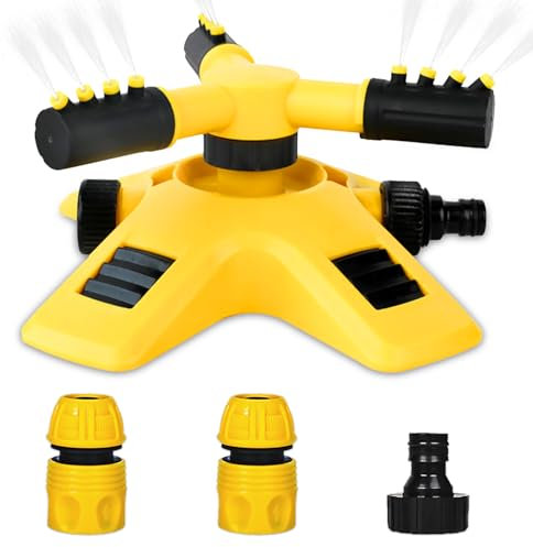 JJYHEHOT Arroseur de Jardin, Automatique Rotatif 360° à 3 Bras Arroseur de Pelouse, Réglable Jardin Arroseur pour Pelouse Jardin Plantes Champ de Légumes Enfants Jouant