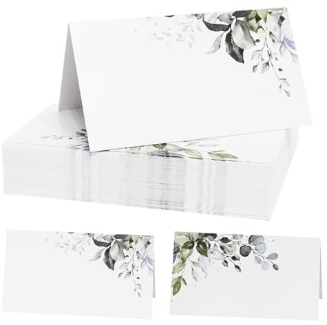Hochzeit Tischkarten Namen 60 Stück 9x10 cm - Blumen Tischdekoration Namenskarten zum Beschriften für Geburtstag, Kommunion, Taufe, Silvester, Neujahr