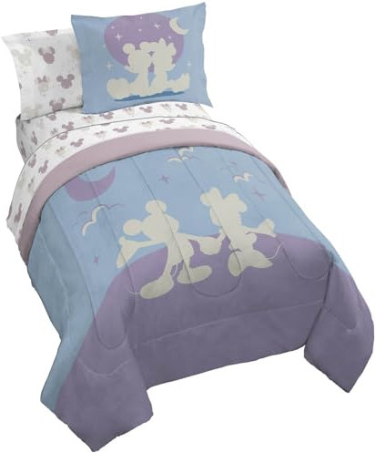 Disney Mickey Mouse & Minnie Mouse Full Size Comforter Set - 7 Piece Bedding Includes Sheet Set & Pillow Covers - Super Soft Cozy Bedding